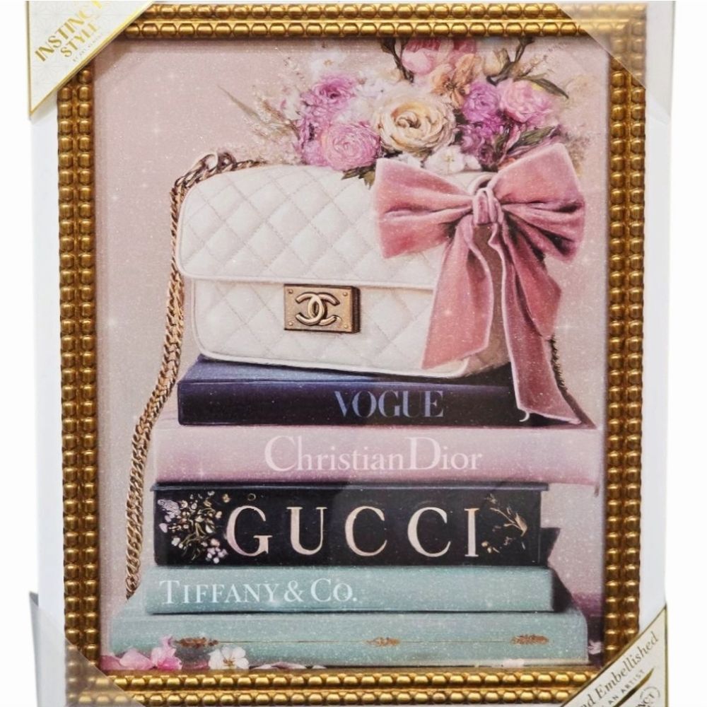 Instinct Style Fashion Bookstack Framed Wall Decor